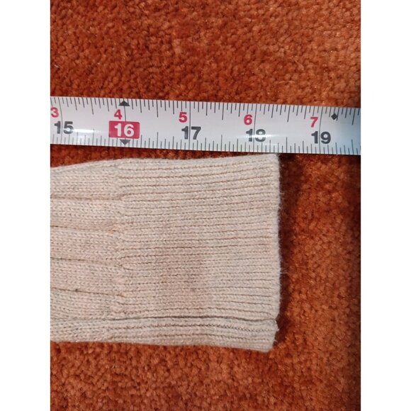 ABERCROMBIE & FITCH 90's OATMEAL BEIGE CROPPED ROLL NECK SWEATER CABLE KNIT S - Picture 7 of 8